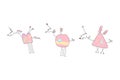Herd of Pink Unicorns - Doodle Vector Illustration