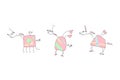 Herd of Pink Unicorns with wings and horn - Doodle Vector Illustration of a Hand Drawn Unicorn Sketch