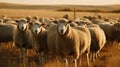 A herd of sheep in a pasture on a sunny day created with Generative AI