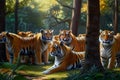 A herd of tigers. Royalty Free Stock Photo