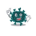Herdecovirus mascot character design with one finger gesture Royalty Free Stock Photo