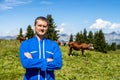 Herdsman and cows Royalty Free Stock Photo