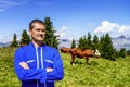 Herdsman and cows Royalty Free Stock Photo