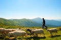 Herdsman in the mountains Royalty Free Stock Photo