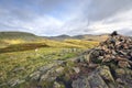 Larege stone cairn on Middle Fell Royalty Free Stock Photo