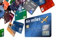 Here is an air rewards credit card with airline credit cards floating in the air.