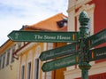 Kutna HorÃâ¦ street sign is in the old town area of this silver city in the Czech Republic.