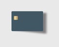 Here is a blank blue credit or debit card with a golden EMV chip. Royalty Free Stock Photo