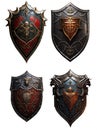 collection of medieval fantasy shield. isolated transparent PNG background file.
