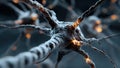 Here is a detailed closeup image of a nerve cell located in the brain Royalty Free Stock Photo