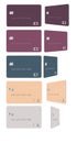 Here are 5 different pastel colored mockup credit or debit cards with two views of each