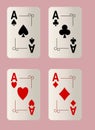 Here are four ace playing cards. A winning poker hand