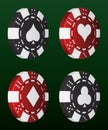 Vector Poker Chip Set with Card Suit Icons