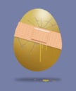 Here is a golden egg, a nest egg of money for retirement and it is cracked and leaking due to inflation and economic problems