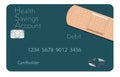 Here is a Health Savings Account medical insurance debit card in a modern design and is decorated with an adhesive bandage to go