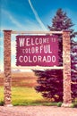 Welcome to Colorful Colorado sign on the Kansas / Colorado Border of Interstate 70