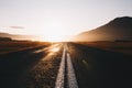 Iceland Landscape of Roads and Mountains Royalty Free Stock Photo