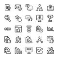 Emotional Opinion and Checklist line Icons Set