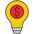 Dollar bulb Isolated Vector icon which can easily modify or edit Royalty Free Stock Photo