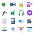 Pack of Music and Multimedia Flat Icons Royalty Free Stock Photo