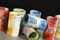 Here are rolls of Swiss banknotes Royalty Free Stock Photo