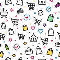 Colorful shopping seamless pattern. (1 Royalty Free Stock Photo