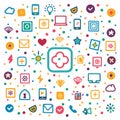 Colorful technology icons cloud computing Royalty Free Stock Photo