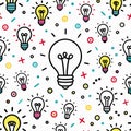 Colorful lightbulb seamless pattern Royalty Free Stock Photo