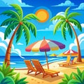 Here's a  and keyword list for your image... Idyllic tropical beach scen Royalty Free Stock Photo