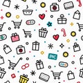 Colorful shopping and gift seamless pattern Royalty Free Stock Photo