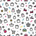 Seamless shopping pattern. Royalty Free Stock Photo