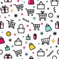 Colorful shopping seamless pattern Royalty Free Stock Photo
