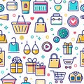 Colorful seamless shopping pattern Royalty Free Stock Photo