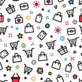 Colorful shopping icons seamless pattern Royalty Free Stock Photo
