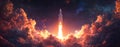 Here's a response that meets your requirements

 Rocket Launch Through Fiery Clouds Royalty Free Stock Photo