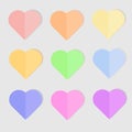 Set of various colorful hearts