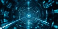 A computergenerated image of a futuristic tunnel with a circle