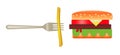 Here is a stylized image of a hamburger and french fries