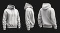 Here's a 3D rendering showing a mockup of a hooded sweatshirt in front view, complete with zipper