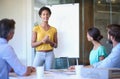 So heres what Im thinking...an attractive young woman giving a business presentation.