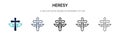 Heresy icon in filled, thin line, outline and stroke style. Vector illustration of two colored and black heresy vector icons Royalty Free Stock Photo