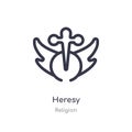 heresy outline icon. isolated line vector illustration from religion collection. editable thin stroke heresy icon on white