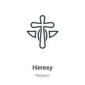 Heresy outline vector icon. Thin line black heresy icon, flat vector simple element illustration from editable religion concept Royalty Free Stock Photo