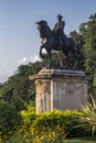 Heritage architecture-Kala Ghoda Statue of Maharaja Sayajirao Gaekwad III near to Sayaji baug Kamati baug`s Main Entrance. Royalty Free Stock Photo