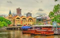 Heritage boats on the Singapore River Royalty Free Stock Photo