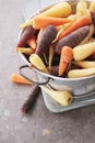 Heritage carrots on wooden board Royalty Free Stock Photo