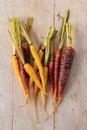 Heritage carrots on wooden board Royalty Free Stock Photo