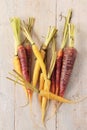 Heritage carrots on wooden board Royalty Free Stock Photo