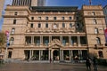 Decorated stone outdoor facade of historic Custom House in Victorian Georgian style, Circular Quay, Sydney CBD, NSW, Australia