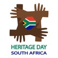 Heritage day south africa hands and flag